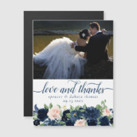 Chic Blooms | Navy Blush Foto Danke Magnet