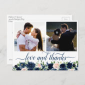 Chic Blooms | Navy und Blush 2 Foto Vielen Dank Postkarte (Vorne/Hinten)