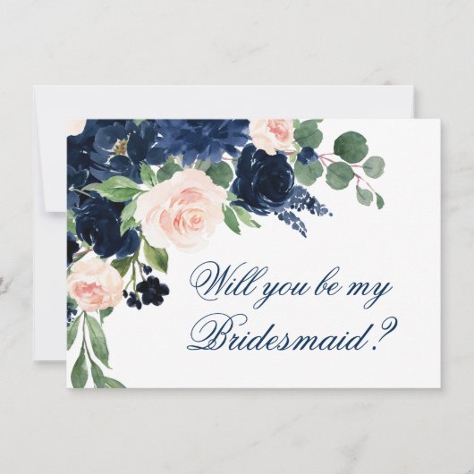 Chic Blooms | Navy und Pink Brautparty Gefragt Fot Einladung (Vorderseite)