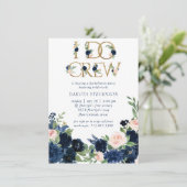 Chic Blooms | Romantische Marine und Blush I Crew Einladung (Stehend Vorderseite)