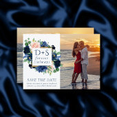 Chic Blooms | Romantisches Navy Blue und Blush 2 F Save The Date