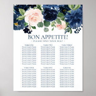 Chic Blooms Seekarte für Navy und Blush Poster