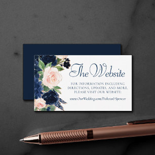 Chic Blooms   Website Navy Blue und Blush Floral Begleitkarte