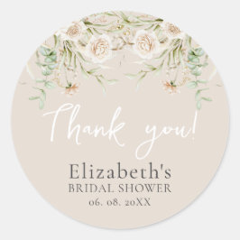 Chic Blossom Boho Bridal Shower Runder Aufkleber