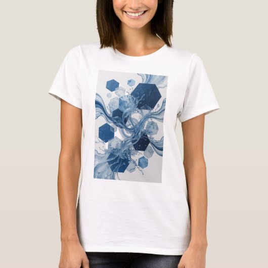 Chic Blue ABSTRACT ART Statement T-Shirt (Vorderseite)