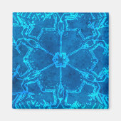 Chic Blue Abstrakt Snowflake Blume Magnet (Vorne)