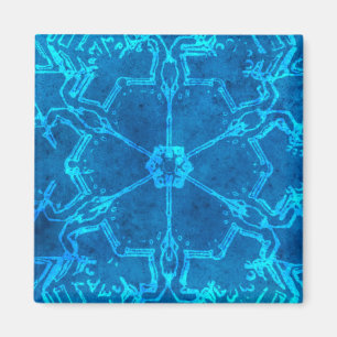 Chic Blue Abstrakt Snowflake Blume Magnet