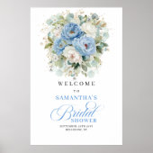 Chic Blue and Gold Bridal Shower Welcome Poster (Vorne)