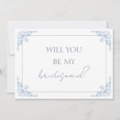 Chic Blue and White Bridesmaid - Vorschlagskarte Dankeskarte (Vorderseite)