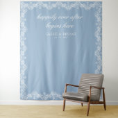 Chic Blue and White Mairytale Wedding Background Wandteppich (Beispiel)