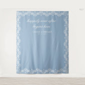 Chic Blue and White Mairytale Wedding Background Wandteppich (Vorderseite)