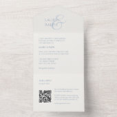 Chic Blue and White Monogram Initials All In One Einladung (Innen Boden)