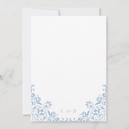 Chic Blue and White Probe Dinner Einladung (Rückseite)