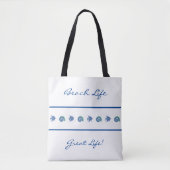 Chic Blue and White Stripes Muschel Fish Beach Lif Tasche (Vorderseite)