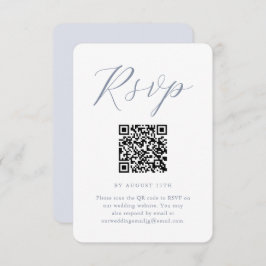 Chic Blue and White Wedding RSVP mit QR Code