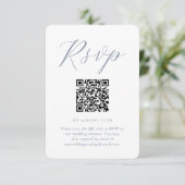 Chic Blue and White Wedding RSVP mit QR Code Karte (Stehend Vorderseite)
