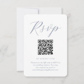Chic Blue and White Wedding RSVP mit QR Code Karte (Vorderseite)