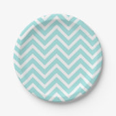 Chic Blue and White Zickzack Pattern Paper Plate Pappteller (Vorderseite)