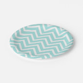 Chic Blue and White Zickzack Pattern Paper Plate Pappteller (Schrägansicht)