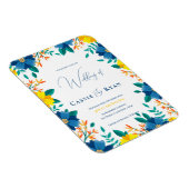 Chic Blue and Yellow Floral Wedding Einladung Magnet (Rechte Seite)