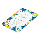 Chic Blue and Yellow Floral Wedding Einladung Magnet (Linke Seite)