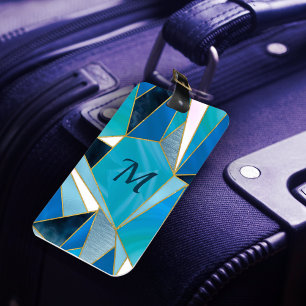 Chic Blue Aqua aquamarine abstrakte geometrische Gepäckanhänger