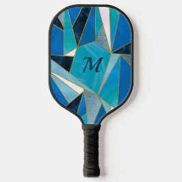 Chic Blue Aqua aquamarine abstrakte geometrische Pickleball Schläger