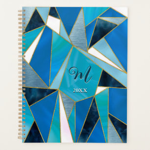 Chic Blue Aqua aquamarine abstrakte geometrische Planer