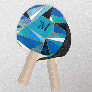 Chic Blue Aqua aquamarine abstrakte geometrische Tischtennis Schläger