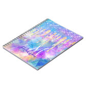 Chic blue aqua unicorn dripping Glitzer monogram Notizblock (Linke Seite)