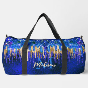 Chic blue aqua unicoron gold Glitzer Tropfen monog Duffle Bag