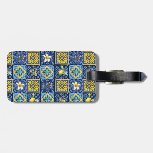 Chic Blue aquamarin sizilianische Zitrusfrüchte Mi Gepäckanhänger (Rückseite horizontal)