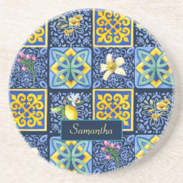 Chic Blue aquamarin sizilianische Zitrusfrüchte Mi Getränkeuntersetzer