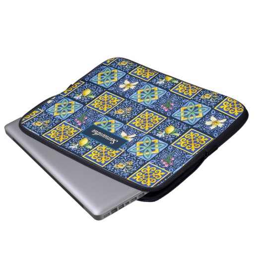 Chic Blue aquamarin sizilianische Zitrusfrüchte Mi Laptopschutzhülle (Vorne Knopf)