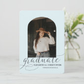 Chic Blue Arch 5 Foto Collage Abschluss Ankündigung (Stehend Vorderseite)