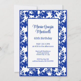 Chic Blue Azure Blaus 65. Geburtstagsparty Einladung