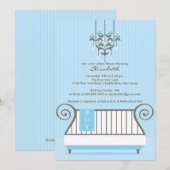 Chic Blue Baby Crib Boy Baby Dusche Einladung (Vorne/Hinten)