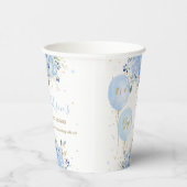 Chic Blue Balloons Blue Floral Boy Baby Dusche Pappbecher (Rechts)