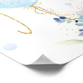 Chic Blue Balloons Floral Boy Baby Dusche Willkomm Poster (Ecke)