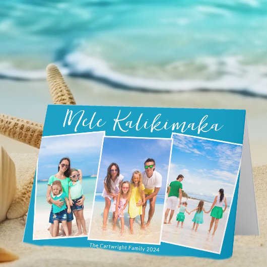 Chic Blue Beach Foto Collage Familie Weihnachten