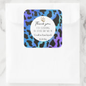 Chic Blue Black Cow Spots Vielen Dank Quadratischer Aufkleber (Tasche)