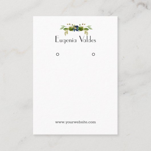 Chic Blue Blume Earring Display Visitenkarte (Vorderseite)