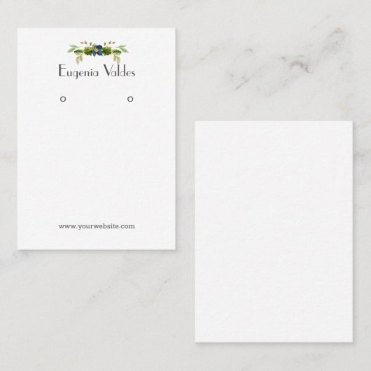 Chic Blue Blume Earring Display Visitenkarte (Vorne/Hinten)