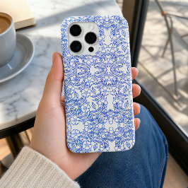 Chic Blue Blume einzigartige ästhetische Swirt-Mus Case-Mate iPhone Hülle
