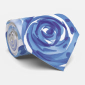 Chic Blue Blumen Krawatte (Gerollt)