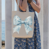 Chic Blue Bow elegant Tragetasche