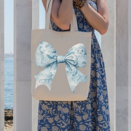 Chic Blue Bow elegant Tragetasche
