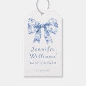 Chic Blue Bow Floral Baby Boy Dusche Vielen Dank Geschenkanhänger (Vorderseite)