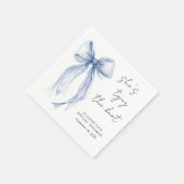 Chic Blue Bow Watercolor Brautparty Serviette (Ecke)
