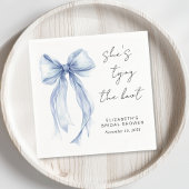 Chic Blue Bow Watercolor Brautparty Serviette